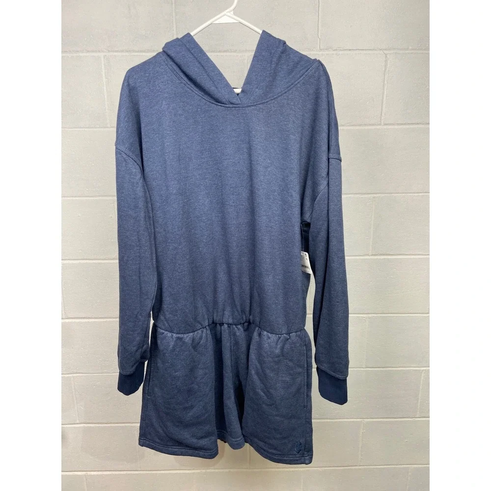 NWT FP‎ Movement Such A Flirt Romper Open Back Relaxed Fit Athleisure LARGE Navy